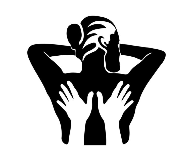 black and white logo of massage salon spa salon back massage vector